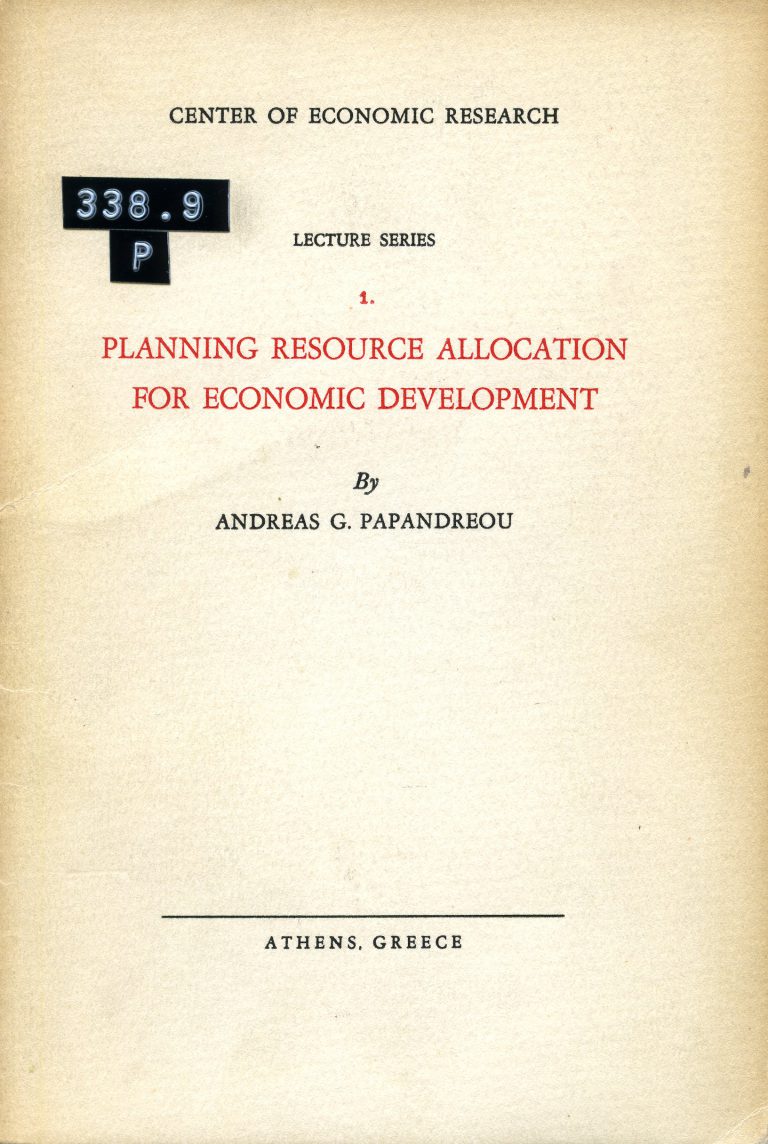 Planning resource allocation for economic development